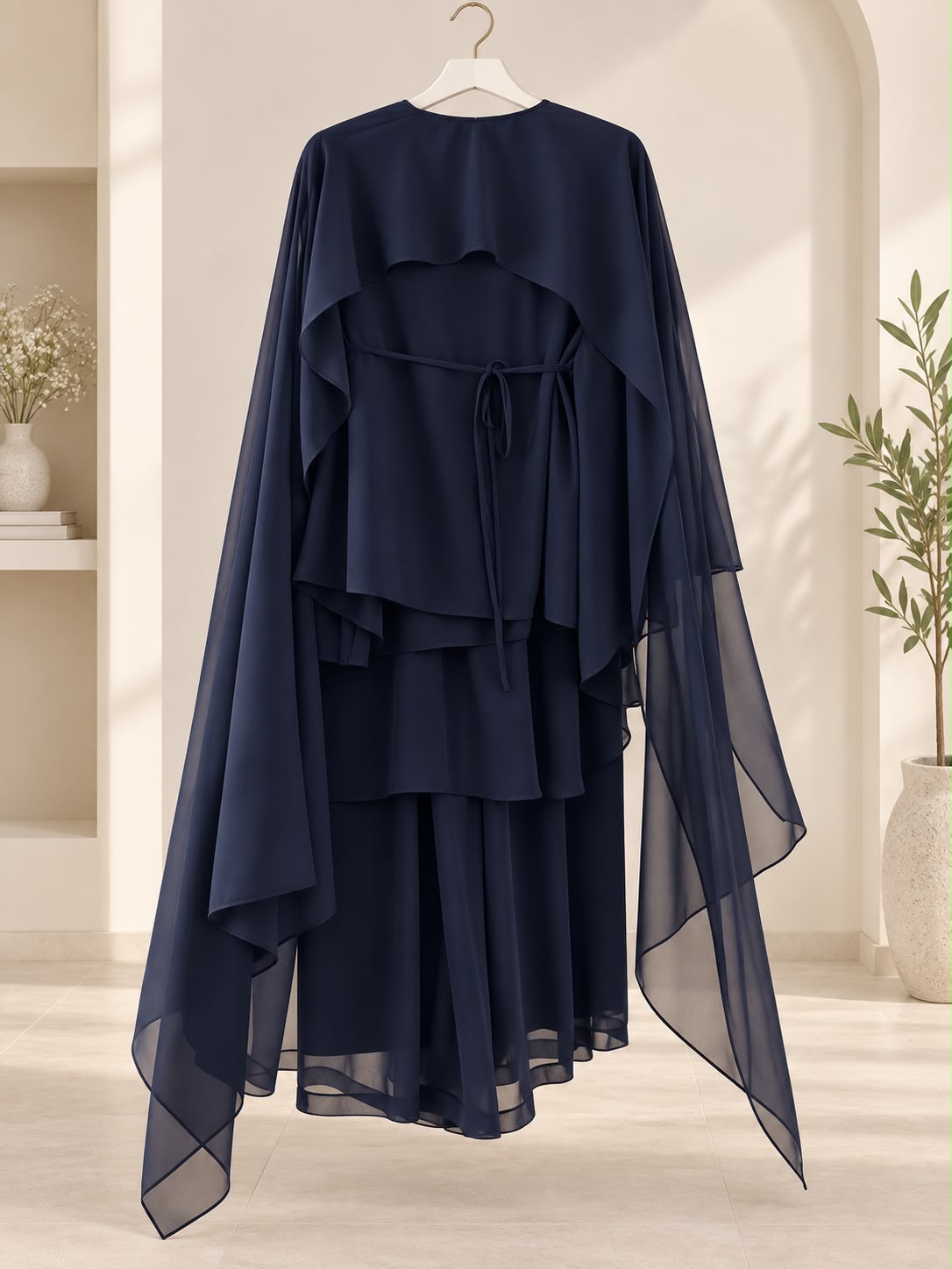 Elegant 3-Piece Layered Cape & Skirt Set